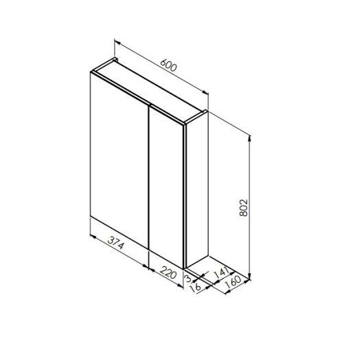 Felső szekrény, Tboss Mirror Box Bespa 60