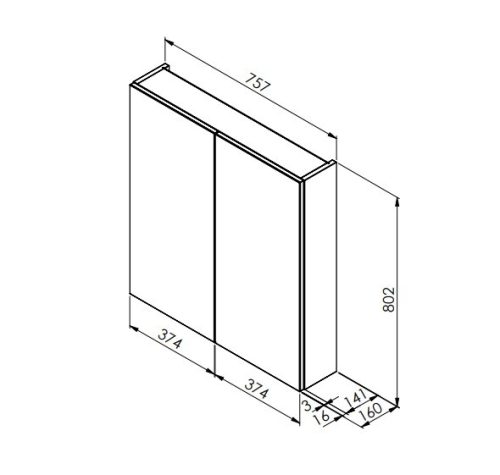 Felső szekrény, Tboss Mirror Box Bespa 76