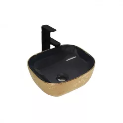   Mosdó, Sanotechnik Kerámiamosdó, síklapos, szögletes, arany/fekete S243G