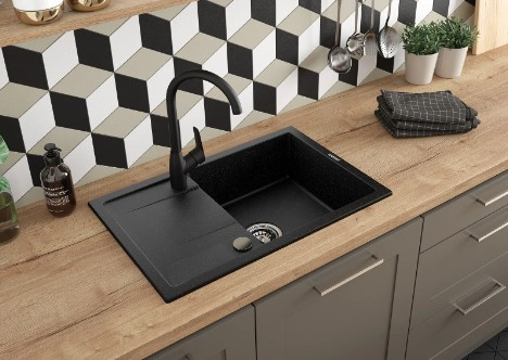 Mosogató csaptelep, Deante Boro mosogató csaptelep U kifolyóval, fekete BMO_N62M