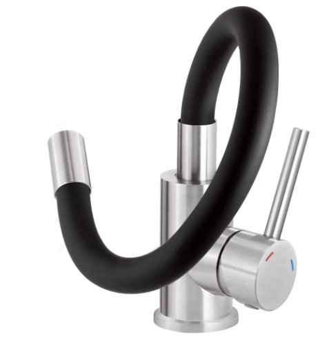 Mosogató csaptelep, Deante Luno flexibilis kifolyóval acél-fekete BOC_B720