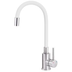   Mosogató csaptelep, Deante Luno flexibilis kifolyóval acél-fehér BOC_W720