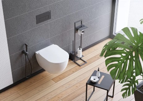 Bidé csaptelep, Deante Arnika bidé csaptelep, falba süllyesztett, fekete BQA_N34M