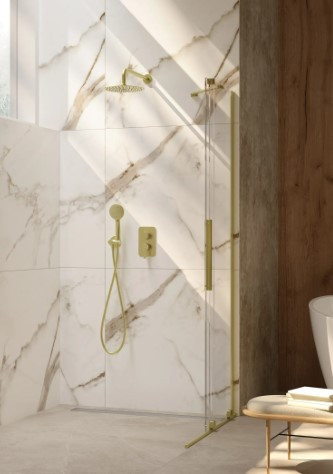 Walk-in, Deante Prizma tolóajtós walk-in, szálcsiszolt arany, 90 cm KTJ_R39R