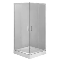   Zuhanykabin, Deante Funkia szögletes zuhanykabin zuhanytálcával króm+átlátszó üveg 90x90