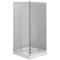   Zuhanykabin, Deante Funkia szögletes zuhanykabin zuhanytálcával króm+átlátszó üveg 80x80
