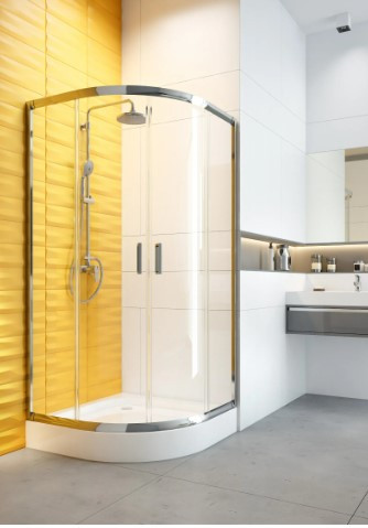 Zuhanykabin, Deante Funkia íves zuhanykabin zuhanytálcával króm+átlátszó üveg 80x80