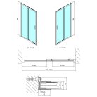 Zuhanyajtó, Sapho Polysan Easy Line Black tolóajtó, matt fekete, átlátszó üveg 140 cm EL1415B