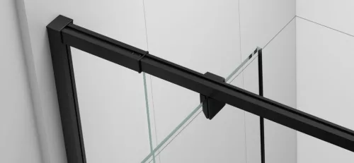 Zuhanyajtó, Sapho Polysan Easy Line Black nyílóajtó fix résszel, matt fekete, 90 cm EL1615B
