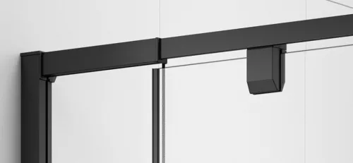 Zuhanyajtó,Sapho Polysan Easy Line Black nyílóajtó fix rész,matt fekete,brick üveg,102 cm EL1738B