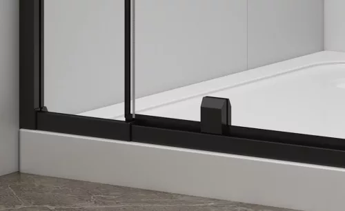 Zuhanyajtó,Sapho Polysan Easy Line Black nyílóajtó fix rész,matt fekete,brick üveg,102 cm EL1738B