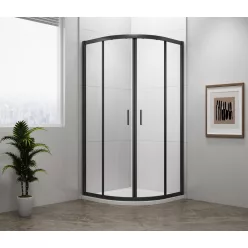   Zuhanykabin, Sapho Polysan Easy Line black íves, matt fekete, 80x80 EL2515B