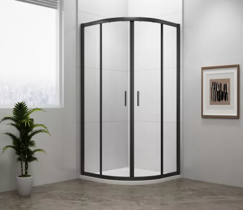 Zuhanykabin, Sapho Polysan Easy Line black íves, matt fekete, 80x80 EL2515B