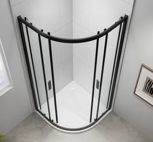 Zuhanykabin, Sapho Polysan Easy Line black íves, matt fekete, 80x80 EL2515B