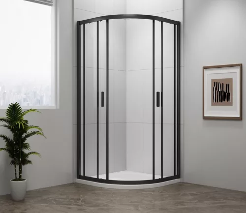 Zuhanykabin, Sapho Polysan Easy Line black íves, matt fekete, 80x80 EL2515B