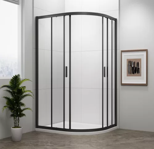 Zuhanykabin, Sapho Polysan Easy Line black íves, matt fekete, 120x90 EL2715B