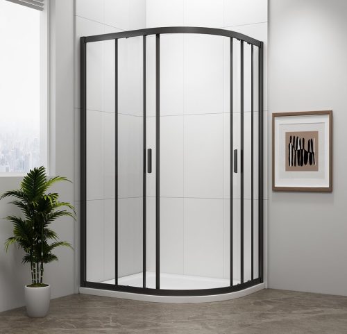 Zuhanykabin, Sapho Polysan Easy Line black íves, matt fekete, 90x80 EL2815B