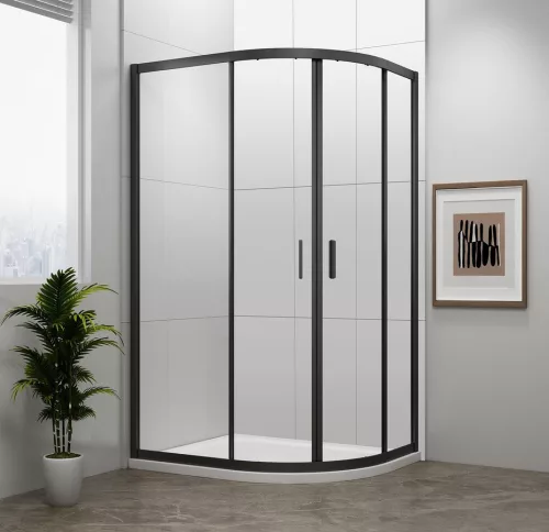 Zuhanykabin, Sapho Polysan Easy Line black íves, matt fekete, 100x80 EL2915B