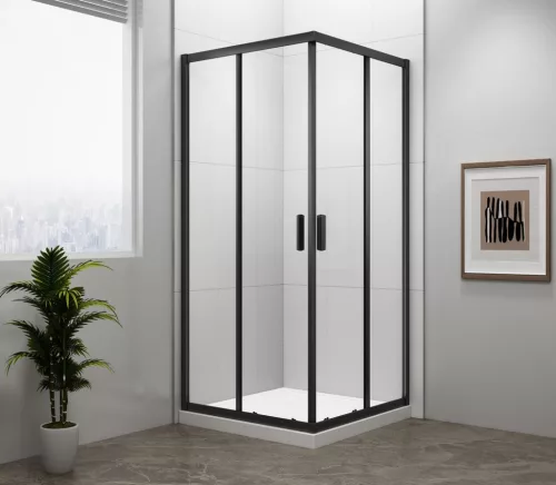 Zuhanykabin, Sapho Polysan Easy Line black szögletes zuhanykabin, matt fekete 90x90 EL5115B