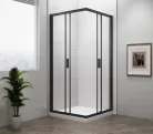 Zuhanykabin, Sapho Polysan Easy Line black szögletes zuhanykabin, matt fekete 90x90 EL5115B