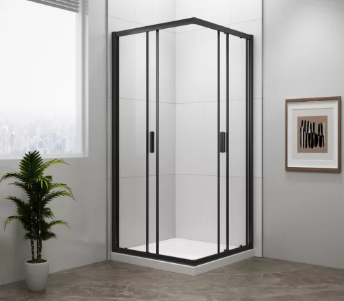 Zuhanykabin, Sapho Polysan Easy Line black szögletes zuhanykabin, matt fekete 90x90 EL5115B