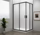 Zuhanykabin, Sapho Polysan Easy Line black szögletes zuhanykabin, matt fekete 90x80 EL5315B