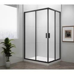   Zuhanykabin, Sapho Polysan Easy Line black szögletes zuhanykabin, matt fekete 90x80 EL5315B