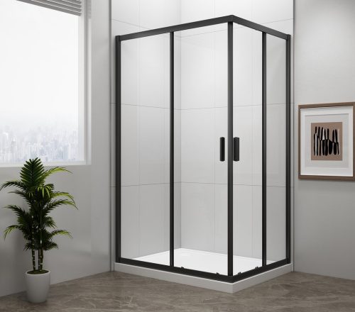 Zuhanykabin, Sapho Polysan Easy Line black szögletes zuhanykabin, matt fekete 90x80 EL5315B