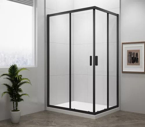 Zuhanykabin, Sapho Polysan Easy Line black szögletes zuhanykabin, matt fekete 90x80 EL5315B