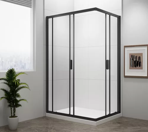 Zuhanykabin, Sapho Polysan Easy Line black szögletes zuhanykabin, matt fekete 90x80 EL5315B