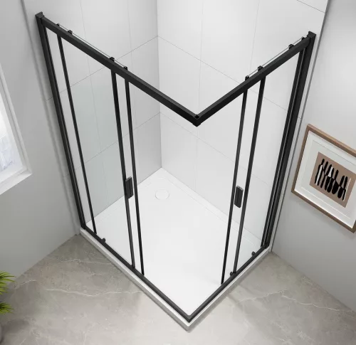 Zuhanykabin, Sapho Polysan Easy Line black szögletes zuhanykabin, matt fekete 90x80 EL5315B