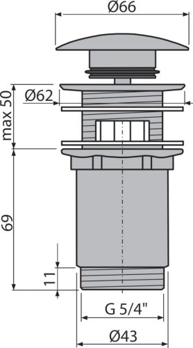Mosdó lefolyó, Alca click-clack mosdólefolyó túlfolyóval, arany A392-G-P