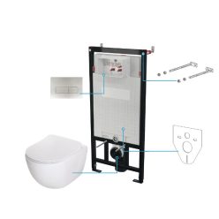   Öblítőtartály, Deante Peonia falsík alatti öblítőtartály+wc+wc ülőke+nyomólap, fehér CDEF6ZPW