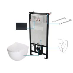   Öblítőtartály, Deante Peonia falsík alatti öblítőtartály+wc+wc ülőke+nyomólap, fehér CDEN6ZPW