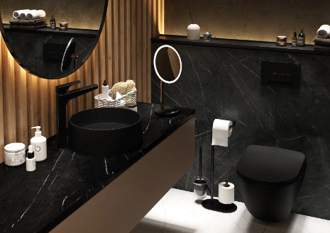 Öblítőtartály, Deante Peonia falsík alatti+wc+wc ülőke+nyomólap, fekete CDENNZPW