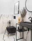 Öblítőtartály, Deante Peonia falsík alatti+wc+wc ülőke+nyomólap, fekete CDENNZPW