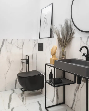 Öblítőtartály, Deante Peonia falsík alatti+wc+wc ülőke+nyomólap, fekete CDENNZPW