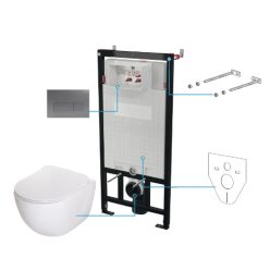   Öblítőtartály, Deante Peonia falsík alatti+wc+wc ülőke+nyomólap, fehér CDET6ZPW
