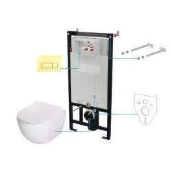   Öblítőtartály, Deante Peonia falsík alatti+wc+wc ülőke+nyomólap, fehér CDEZ6ZPW
