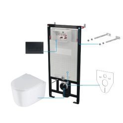   Öblítőtartály, Deante Jasmin falsík alatti+wc+wc ülőke+ fekete nyomólap CDJN6ZPW