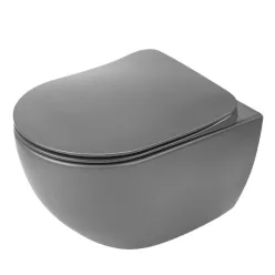   WC, Deante Peonia fali Wc csésze, perem nélküli, antracit/titanium CDE_DZPW