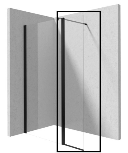 Walk-in, Deante Kerria Plus mozgatható panel Kerria Plus kabinokhoz, 40 cm fekete KTSXN72P