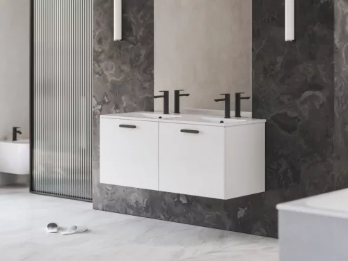 Alsó szekrény, Ravak Chrome II SD 120 fehér, fekete fogantyúval 152 mm X000001747