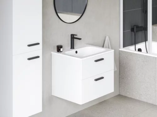 Alsó szekrény, Ravak Chrome II SD 80 fehér, fekete fogantyúval 152 mm X000001746