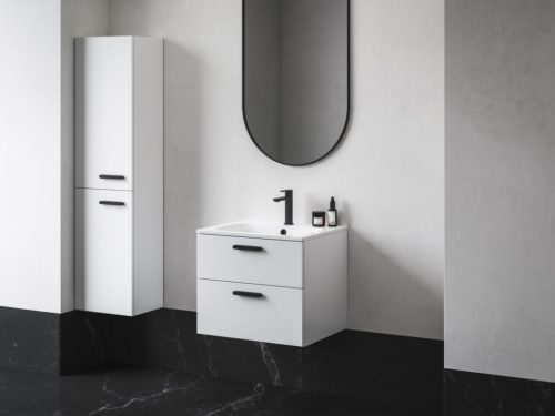 Fali szekrény,Ravak Chrome II SB 39 magasszekrény bal, fehér,fekete fogantyúval 152 mm X000001748