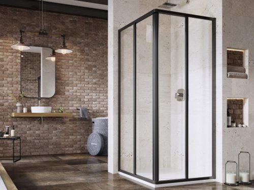 Zuhanykabin, Ravak Supernova SRV2+SRV2 80x80 195 S zuhanykabin fekete+transparent 14V403O2Z1S