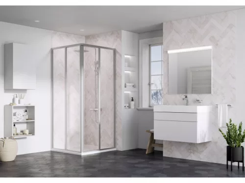 Zuhanykabin, Ravak Supernova SRV2+SRV2 90x90 195 S zuhanykabin szatén+transparent 14V70UO2Z1S