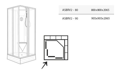Zuhanybox, Ravak Supernova ASBRV2 zuhanybox 80x80 fehér/grape üveggel 82644112ZG