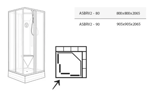 Zuhanybox, Ravak Supernova ASBRV2 zuhanybox 80x80 fehér/átlátszó üveggel 82644112Z1