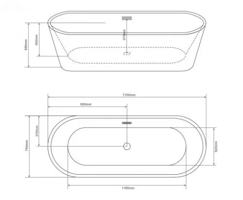 Kád, Sanotechnik Reno szabadonálló kád fekete/fehér 170x75 G9043